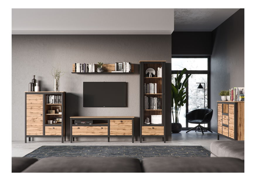 Vitrína Leticia (dub wotan + černá)