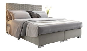 Boxspring postel 160 cm Harlan Comfort (světle šedá) (s roštem, matrací a úl. prostorem)