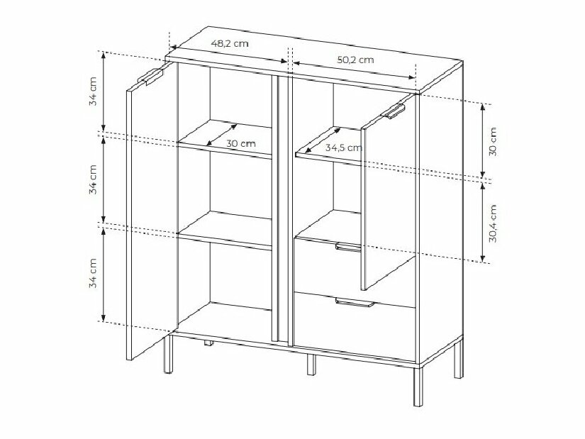 Komoda Lyran 2D2S (antracit + zlatá)