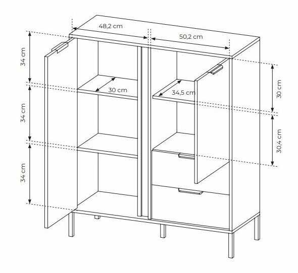 Komoda Lyran 2D2S (antracit + zlatá)