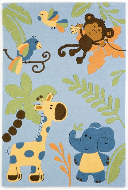Ručně všívaný koberec (tuftovaný) Bakero Kids Jungle Blue