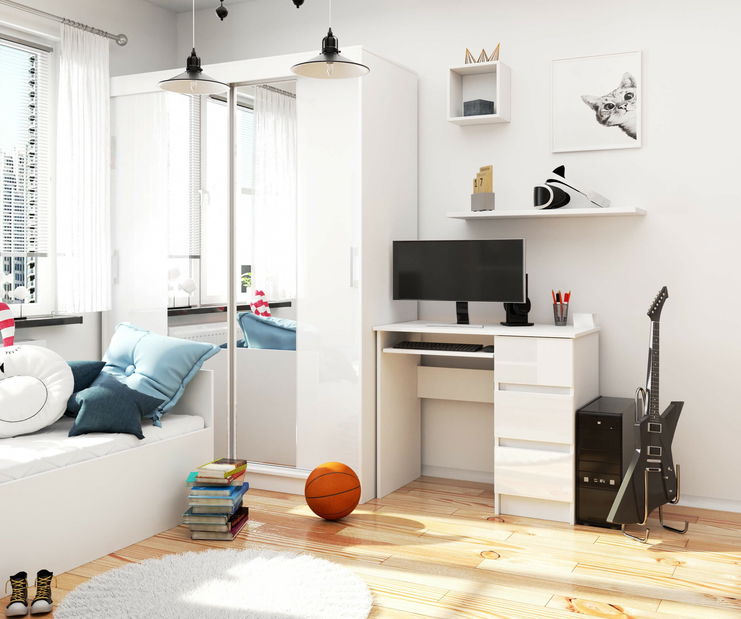 PC stolek Benicio (bílá + bílý lesk) (P)