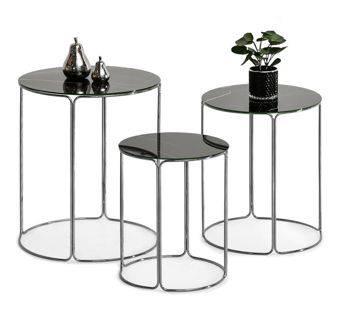 Konferenční stolek Belianni Zest (černý mramor + nikl)