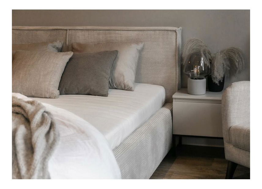 Manželská postel 180 cm Fatime (s roštem) (s úl. prostorem) (béžovošedá + černá)