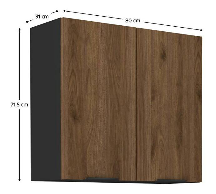 Horní kuchyňská skříňka Monzesa 80 G 72 2F (ořech okapi + černá)