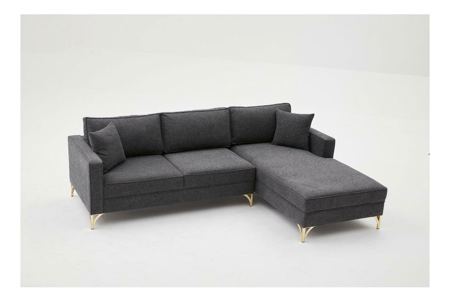 Rohová sedací souprava Brenen (P) (antracit + zlatá)