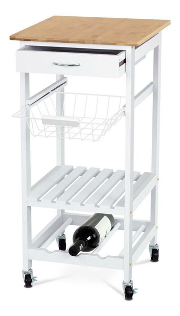 Servírovací stolek Dulcemente 2 (bambus + bílá matná)