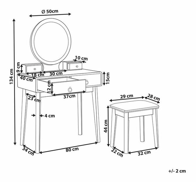 Toaletní stolek Fedro (zelená) *výprodej