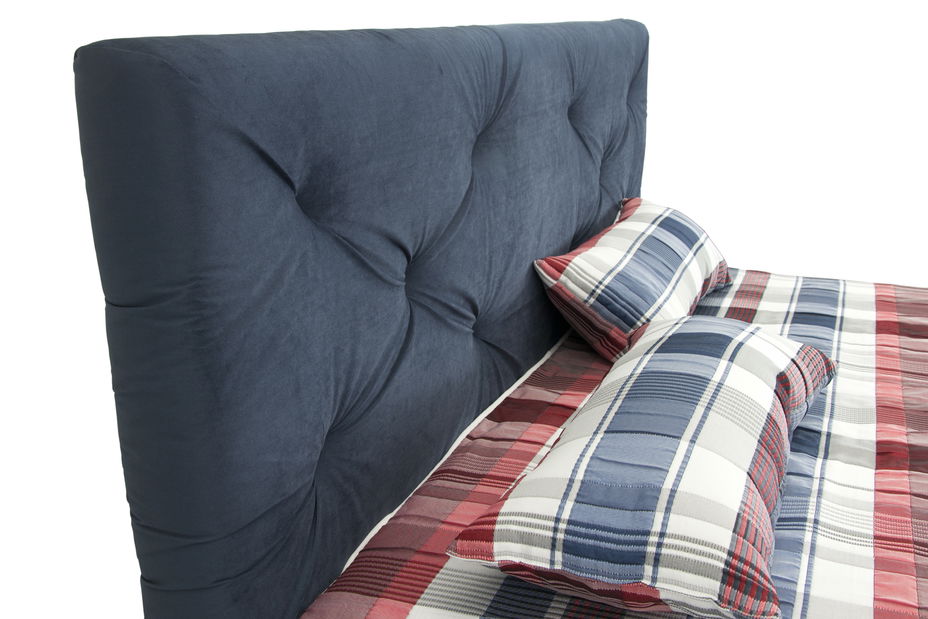 Manželská postel 180 cm Blanář Chicago (modrá) (s roštem a matrací NELLY PLUS)