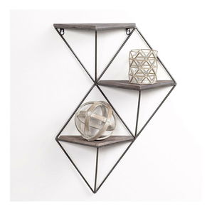 Dekorativní nástěnná police Duvelo 18 (ořech + černá)