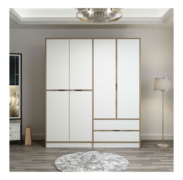 Šatní skříň Erich 3 (ořech + bílá)