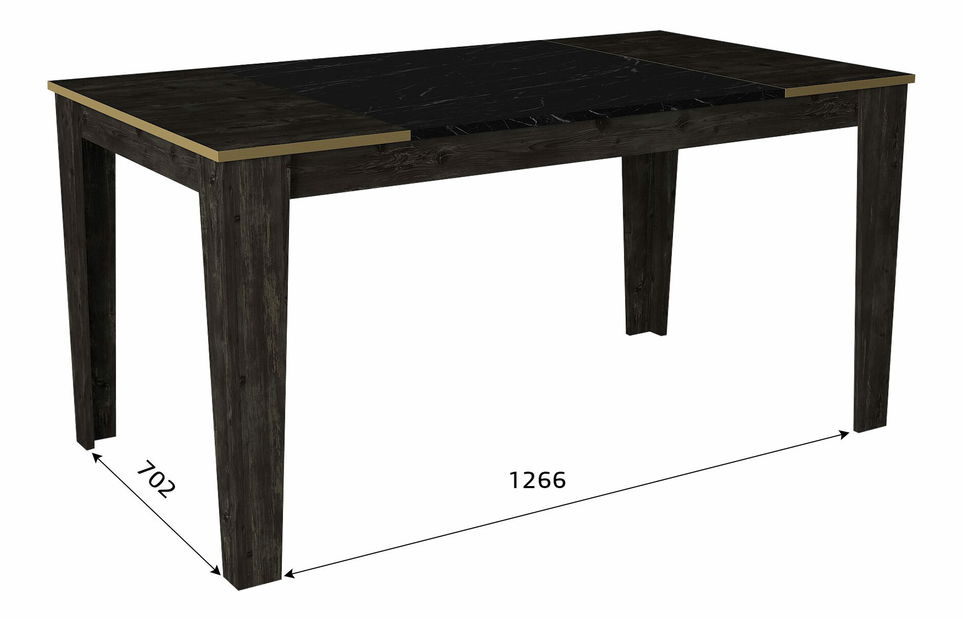 Jídelní stůl (pro 6 osob) Verdon (Černá + Zlatá)