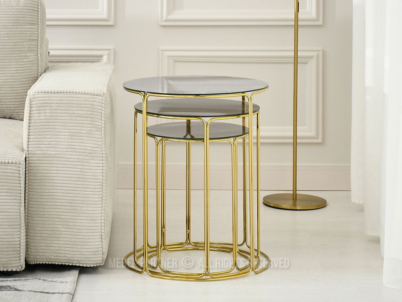 Konferenční stolek Belianni Zest (šedý mramor + zlatá)