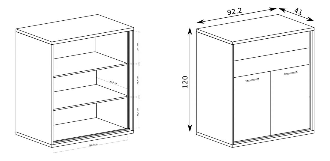 Komoda Milley 06 (s LED osvětlením) (hikora)