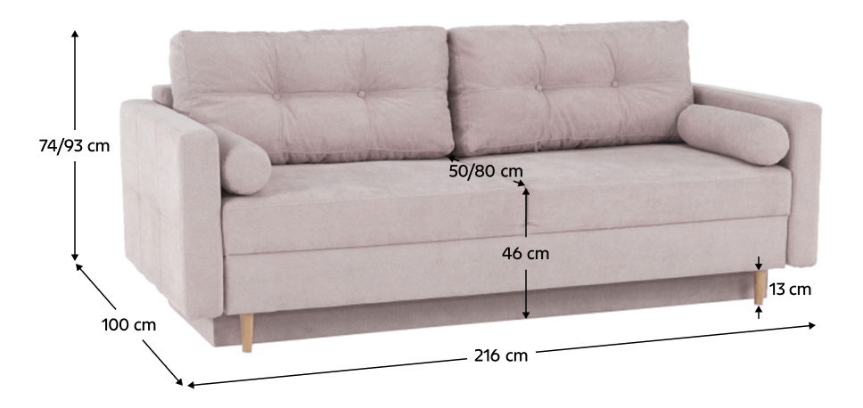 Pohovka dvoused Aria (starorůžová)