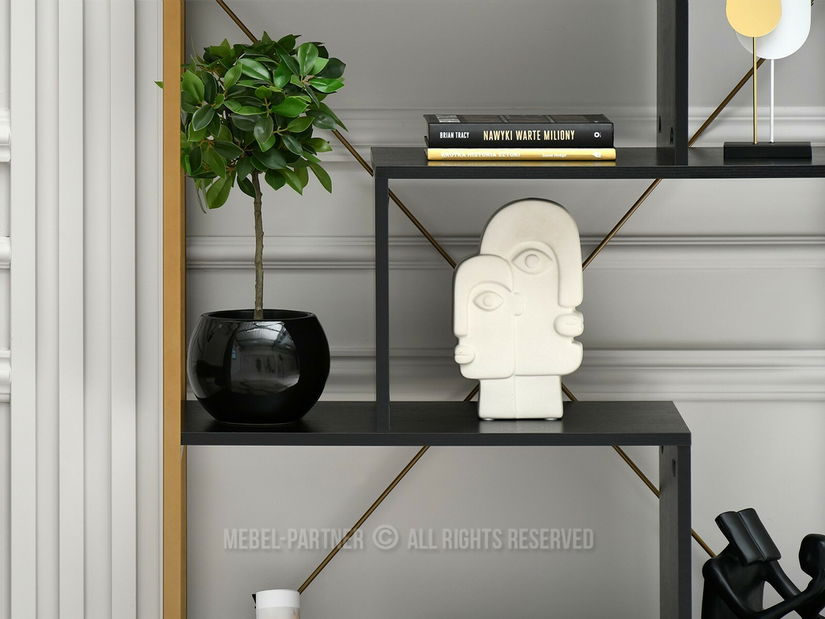 Regál Harp B (černé dřevo + zlatá)