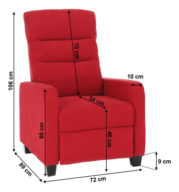Polohovací křeslo Tursus (červená)