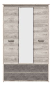 Šatní skříň Jolene 3D4S (se zrcadlem) (kaštan nairobi + onyxová)