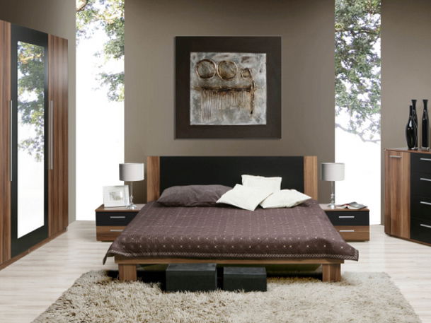 Manželská postel 160 cm+2 noč. stolky Juliet ořech+černá