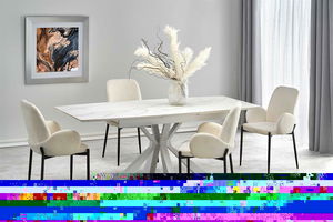 Jídelní stůl Vindall (mramor + bílá)