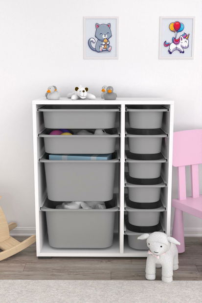 Organizér na hračky Dremonka 10 (šedá + bílá)