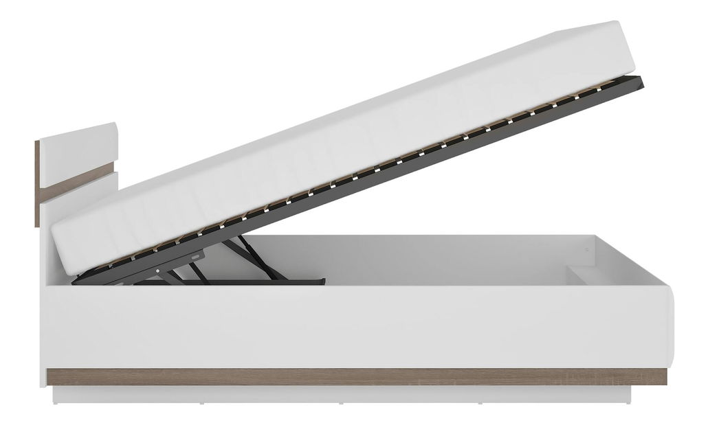 Postel s úložným prostorem Lonet (bílá + dub sonoma tmavý truflový) 