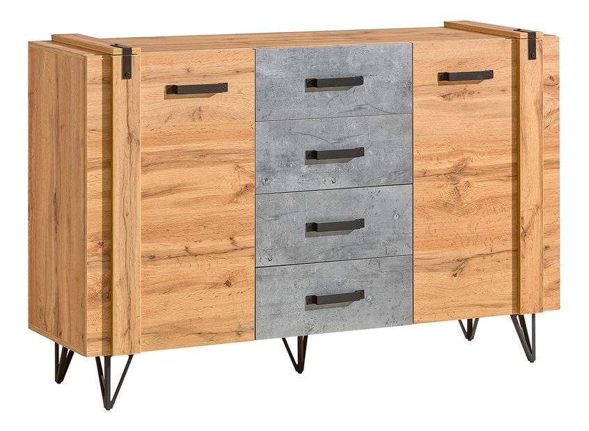 Komoda typ LO5 Lorinda (dub wotan + beton milenium)