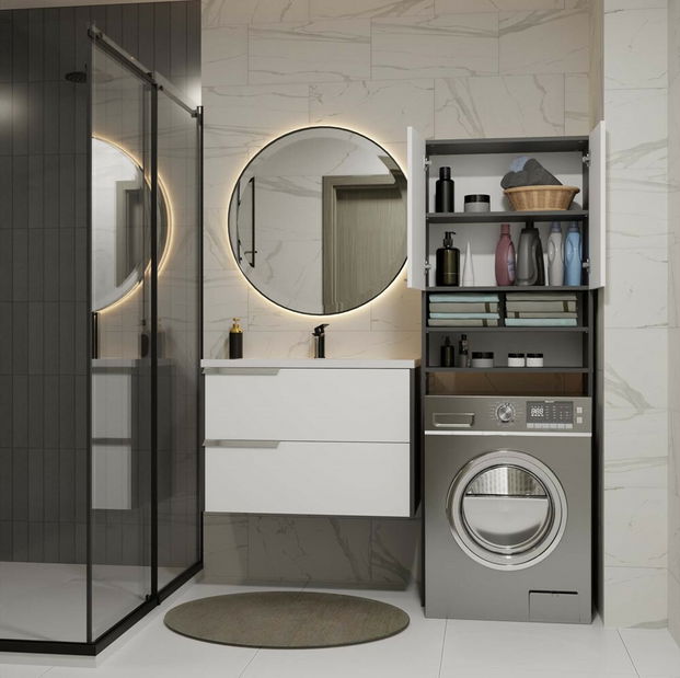 Skříňka nad pračku Perdieron 1 (antracit + bílá)