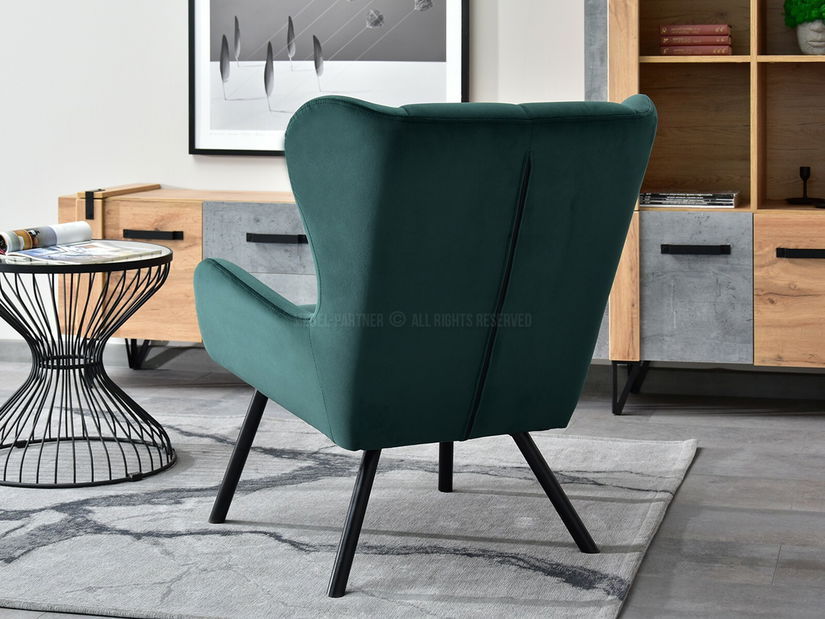 Designové křeslo Norweien (zelená + zlatá)