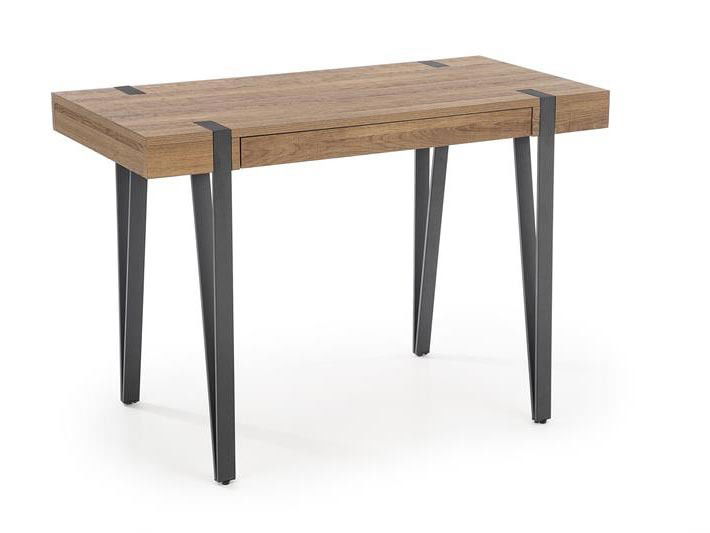 Psací stolek Bernie (tmavé dřevo + černá)