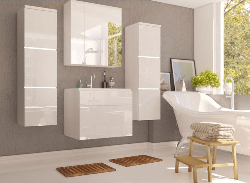 Koupelna Maeve 1 (bílá + bílá extra vysoký lesk)
