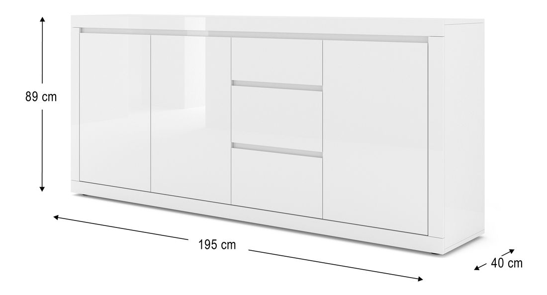 Komoda Belic 4 (bílá lesklá)