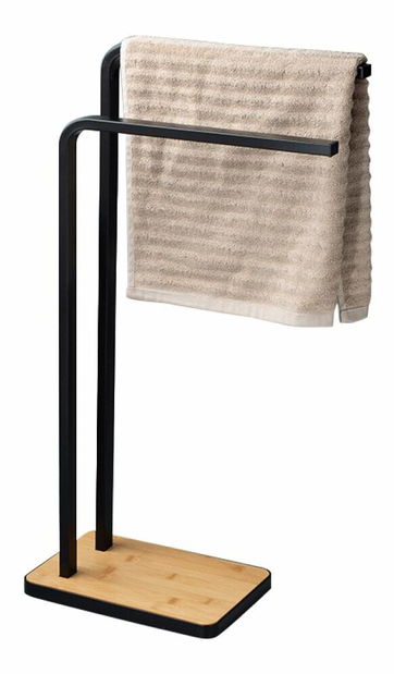 Stojan na ručníky MABAV (černý kov + bambus)