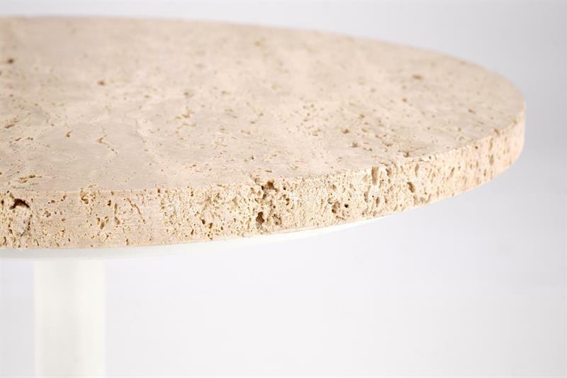 Příruční stolek Terazzo (travertin + bílá)