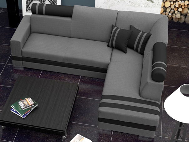 Rohová sedací souprava Raisa (šedá + černá) (P)