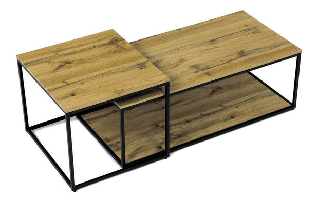 Set 2 konferenčních stolků Crearse (dub divoký)