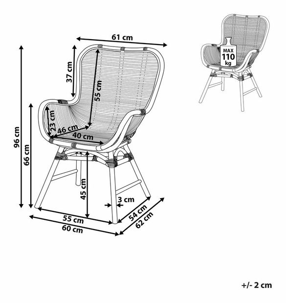 Jídelní židle TOGLO (ratan) (světle hnědá)