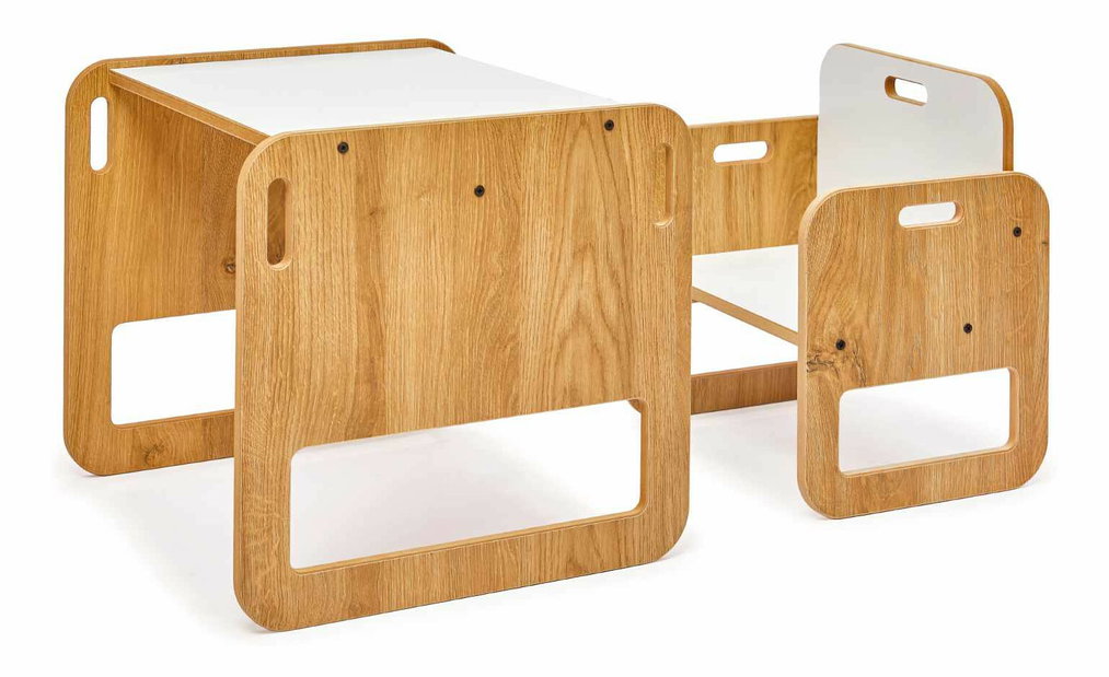  Set dětský stolek a židle Spaxie 1 (bílá + naturální)