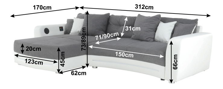 Rohová sedací souprava Liodal (P) (s audiosystémem a LED)