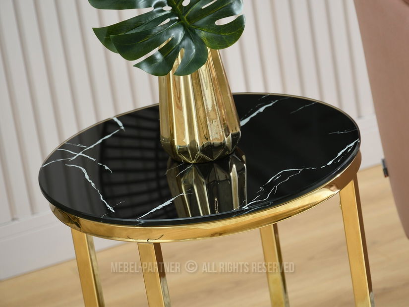Konferenční stolek Calvis (černý mramor + zlatá)