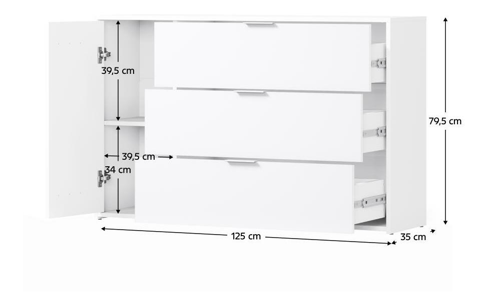 Komoda Frens (bílá + dub artisan)