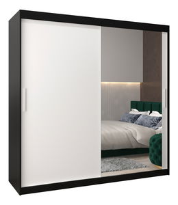 Šatní skříň 200 cm Toki 2 (Černá matná + Bílá matná)