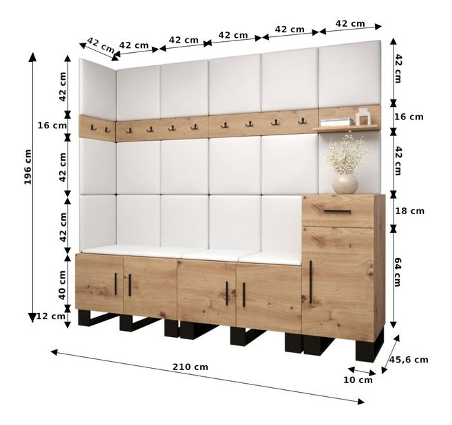 Předsíňová sestava Amanda 9 (dub artisan + tmavě šedá)