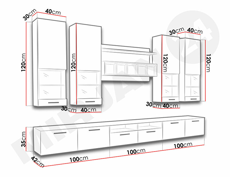 Obývací stěna Octavia II (bílá + lesk bílý)