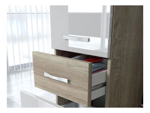 Koupelnový nábytek Lomesa MDF (dub wotan + bílý lamel) (se sifonem)