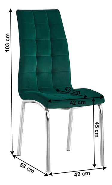 Jídelní židle Harison NEW (smaragdová + chróm)