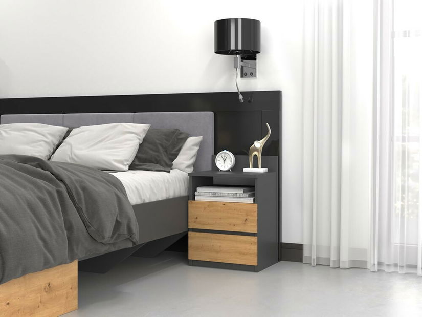 Noční stolek Musecalo 1 (antracit + dub artisan)