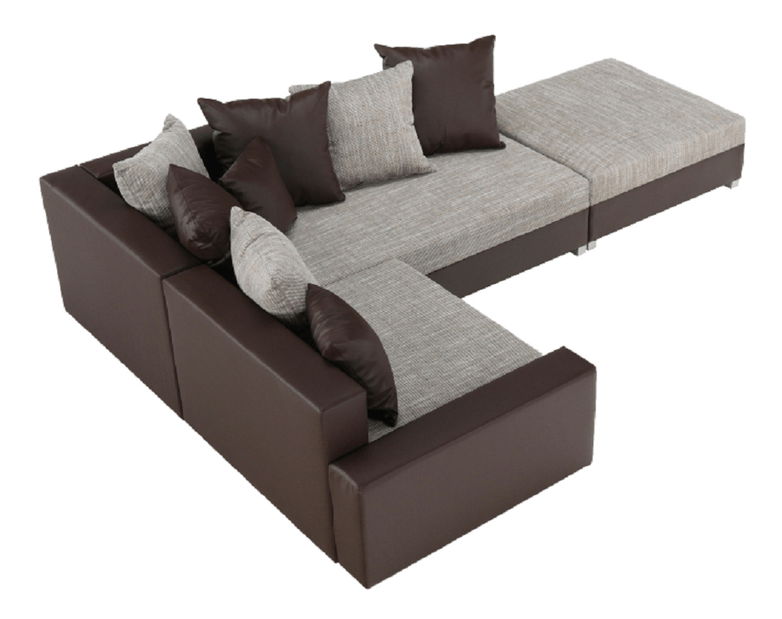 Rohová sedací souprava Pitton New hnědá (P) (s taburetem)