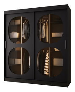 Šatní skříň 180 cm Boomer 2 (černá) (s osvětlením)