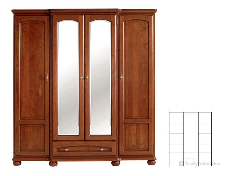 Šatní skříň BRW BAWARIA DSZF 4D1S